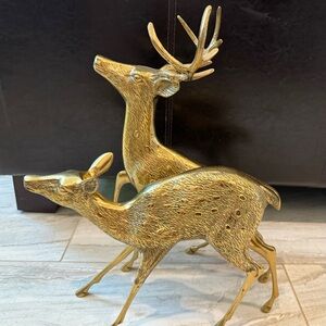 Gatco Solid Brass Holiday Reindeer Decor buck and doe large vintage